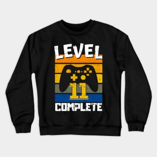 Level 11 Complete 11th Birthday Retro Gaming Kids Crewneck Sweatshirt